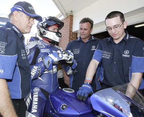 R1 Yamaha motorcycle in pits